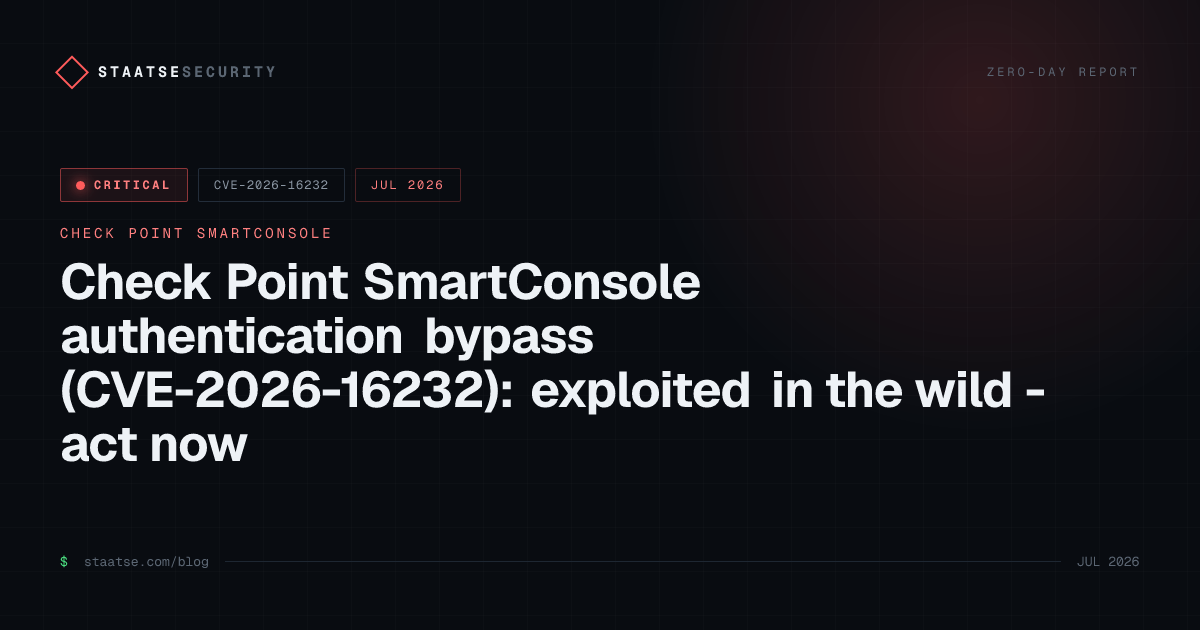 Check Point SmartConsole authentication bypass (CVE-2026-16232): exploited in the wild - act now