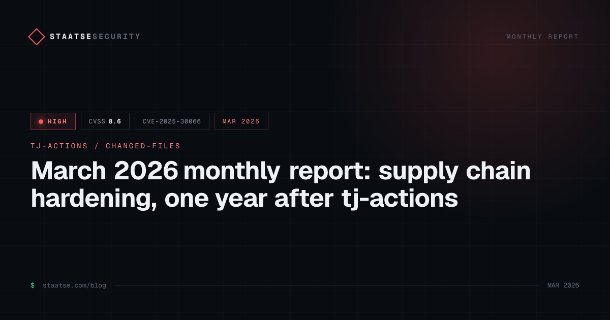March 2026 monthly report: supply chain hardening, one year after tj-actions